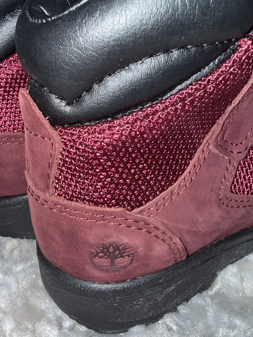 Timberland Kids Burgundy and Black Lace-Up Hiking Boots